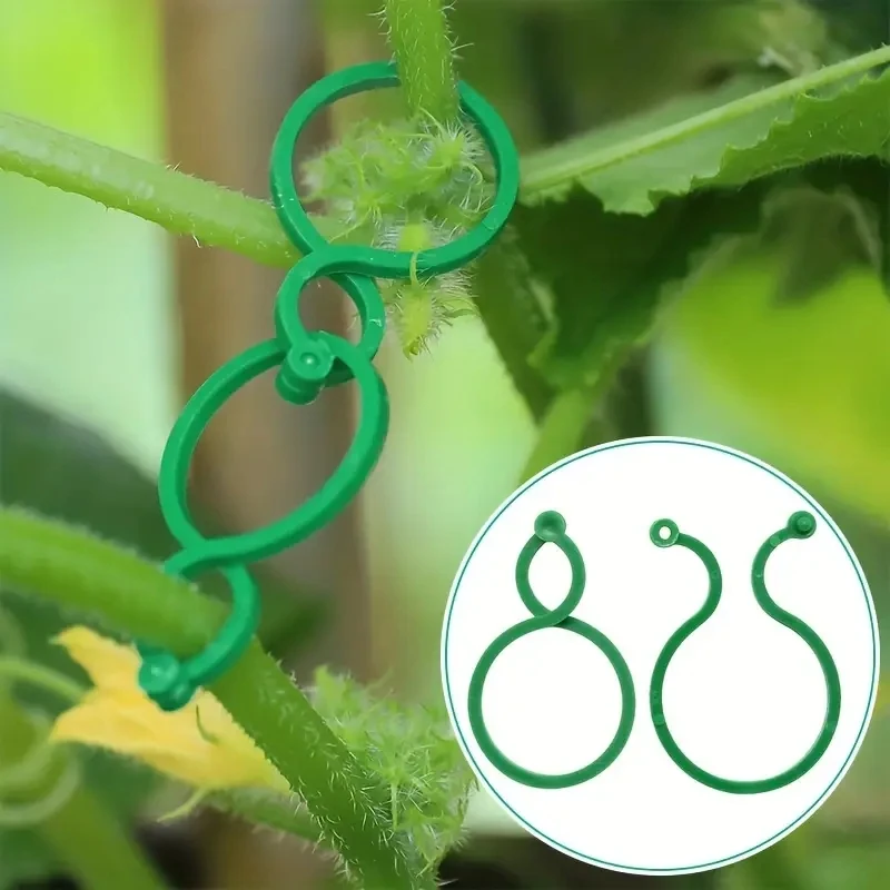 20 Plastic Garden Vine Clips Plant Tie Fastening Ring Clips Tomato Plant Support Tools