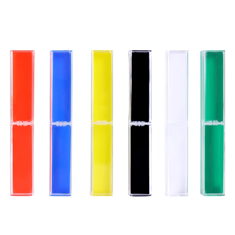 500 Teile/los Bunte Kristall Transparent Kunststoff Stift Box Geschenk Box Metall Stift Box Transparent Kunststoff Bleistift Fall