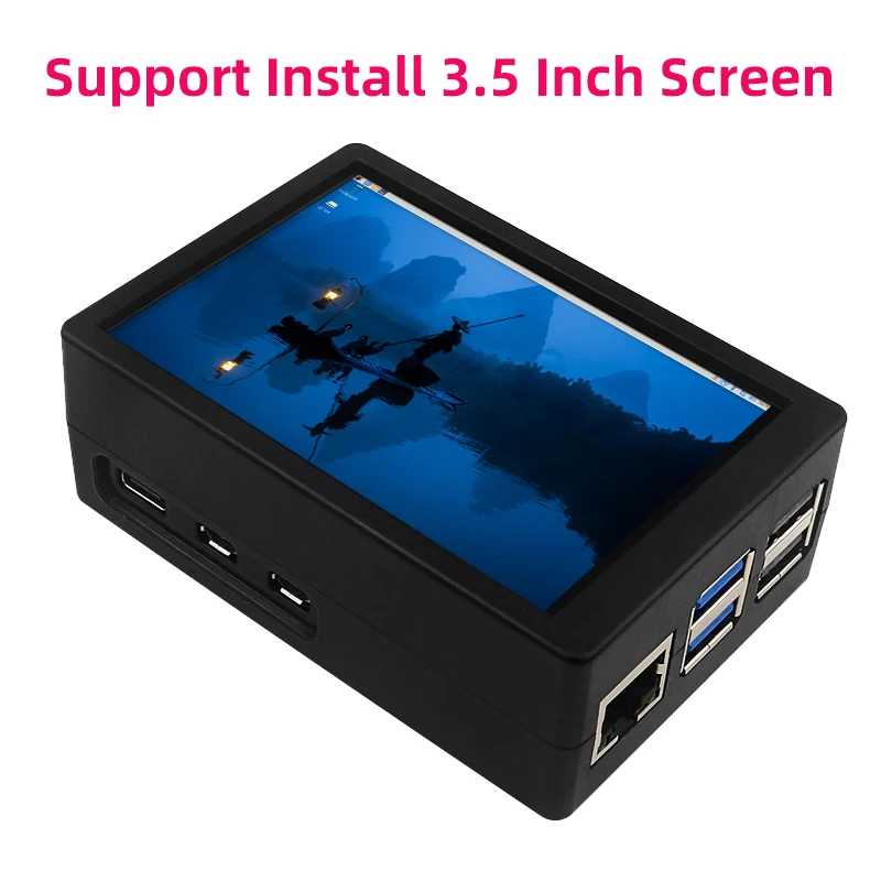Sleek Black & Silver Raspberry Pi 5 ABS Case with Optional Cooling Fan & Screen Support