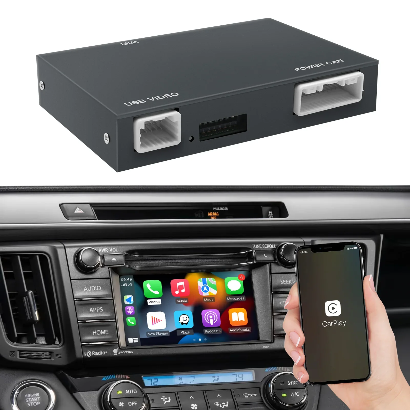 NUOVO Wireless Carplay Android Auto Per TOYOTA CHR Corolla Camry Auris prius RAV4 Avensis Highlander Touch2 Entune 2.0 Decoder Auto - immagine 5