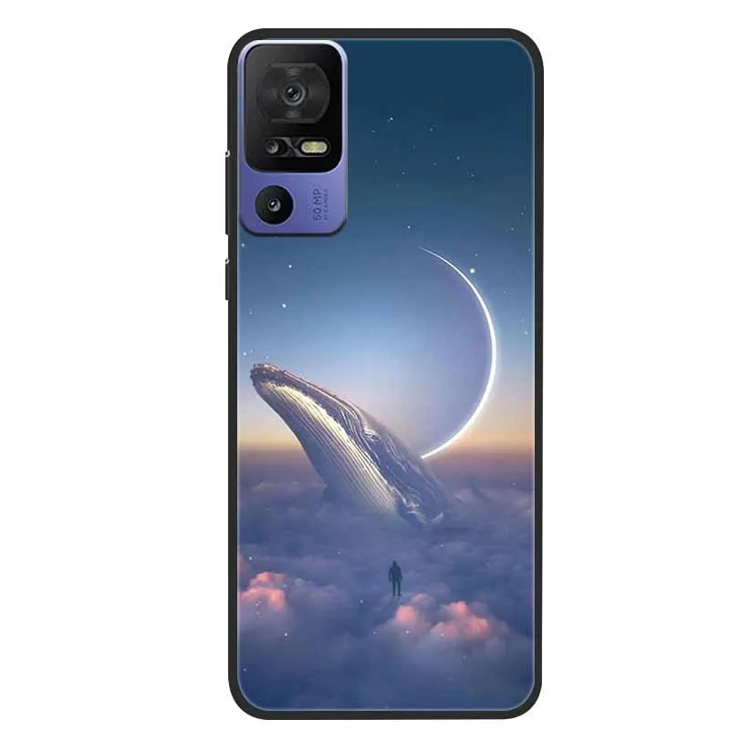 Astronaut Soft Silicone Phone Case with Spaceman and Moon Design