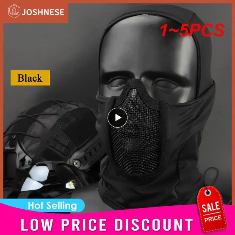 

1~5PCS Tactical Headgear Mask Airsoft Half Face Mesh Mask Cycling Hunting Paintball Protective Mask Shadow Fighter Headgear
