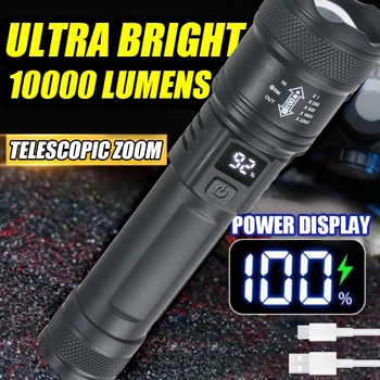 High Power Self Defense LED Flashlights USB Rechargeable Strong Hand Light Multifunctional Torch Lamp For Emergency Camping 1