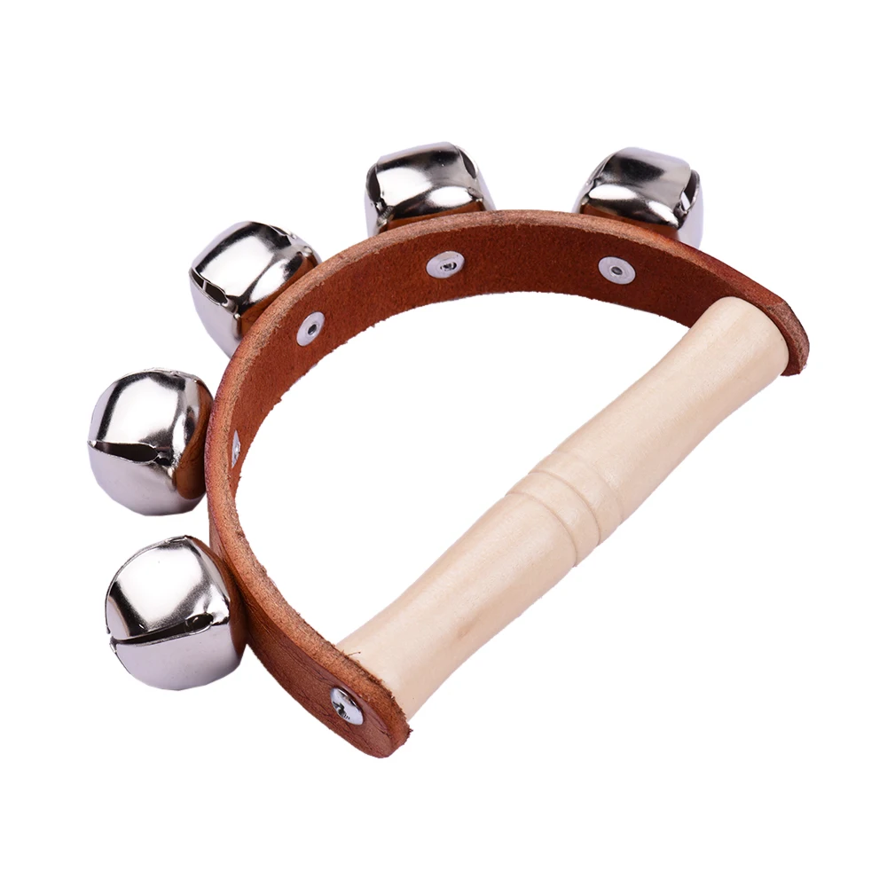 Handbell with 5pcs/7pcs Jingle Bells Wood Handle Musical Instrument Toy for Music Class