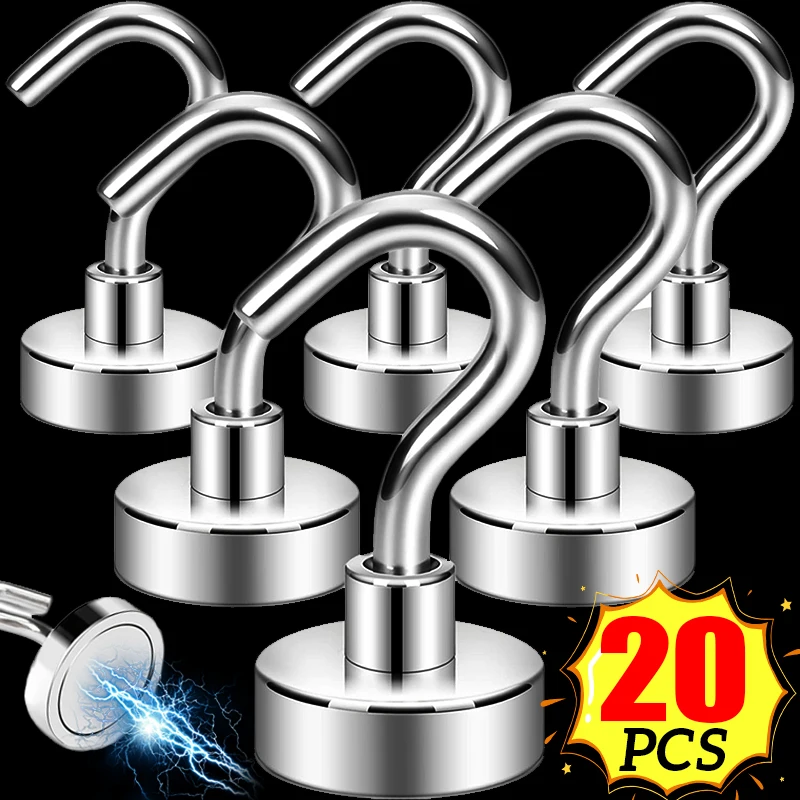 

New Metal Strong Magnetic Hooks Wall-mounted Heavy Duty Magnet Hook Keys Coat Hanging Hanger for Home Kitchen Bathroom Storage
