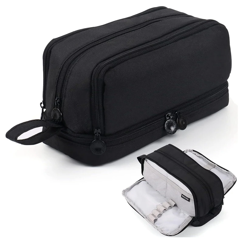 

Large Capacity Pencil Case Pencil Pouch Pen Bag Organized Cute Pen Case For School Stationery And Travel Black