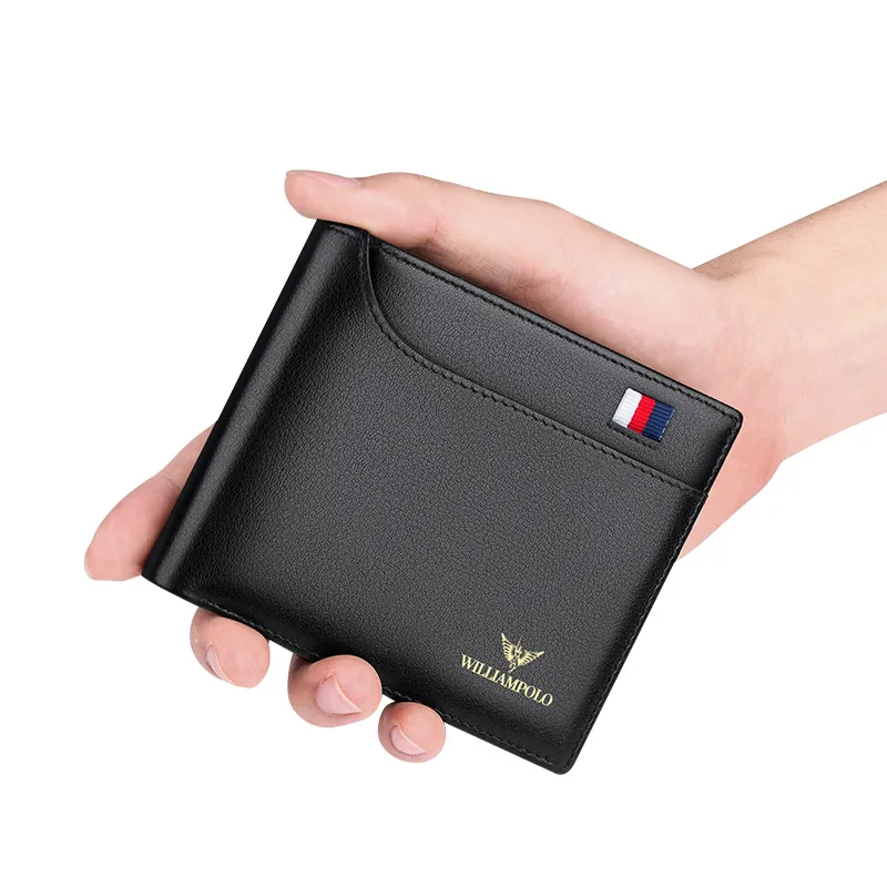 WILLIAMPOLO Portafogli in pelle da uomo Portamonete piccolo Design Prezzo in dollari Portafoglio sottile da uomo superiore Portafoglio corto da lavoro per uomo - immagine 3