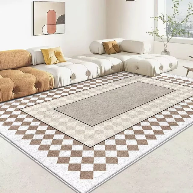 Alfombra nórdica dorada y gris para decoración del hogar, tapete grueso  para dormitorio, diseño moderno, para sala de estudio - AliExpress