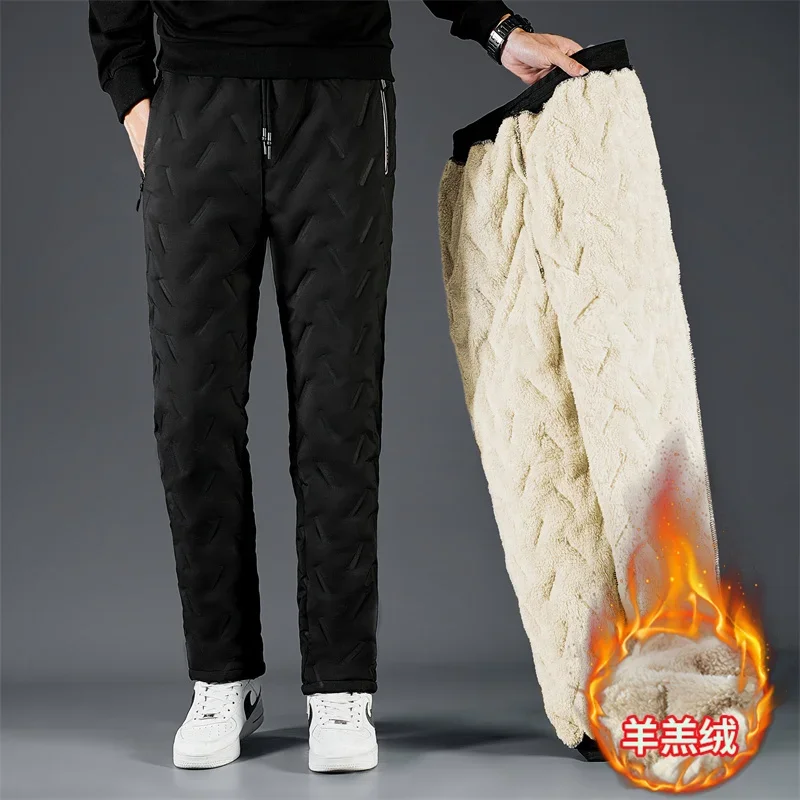 

6XL7XL 8XL 2023 Winter Men‘s Lambswool Sweatpants Warm Thicken Joggers WaterProof Casual Pants Men Add Fleece OverSize Trousers