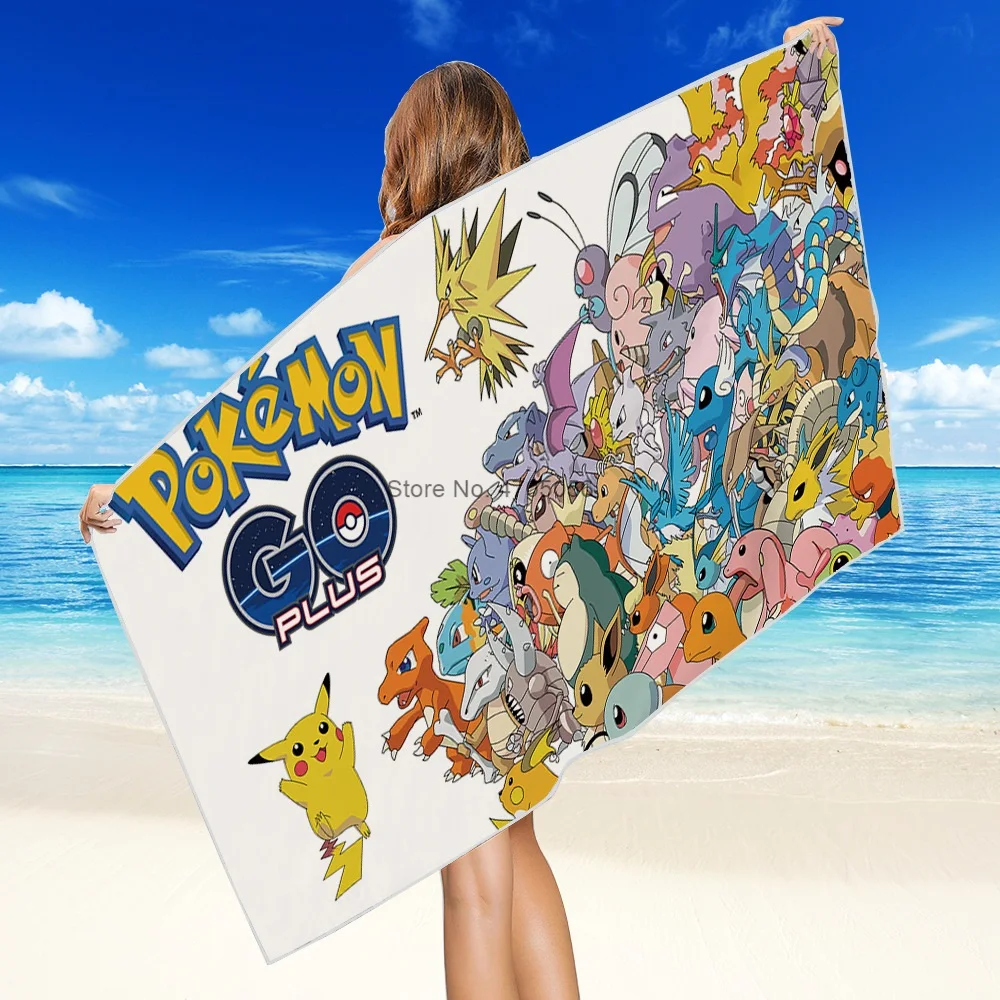 Popular Custom Pokemon Beach Towel Cute Pikachu Pattern Washcloth Pool