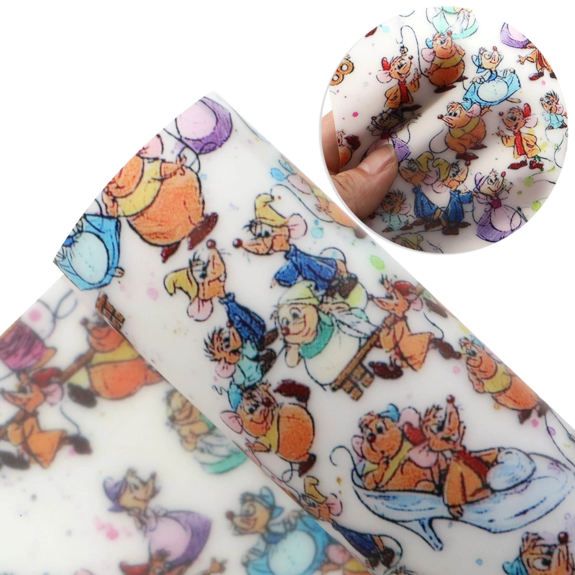 20*33cm Cartoon Mouse Jelly Faux Synthetic Leather Fabric For Bows Leatherette for Needlework Crafts DIY Handmade Material |