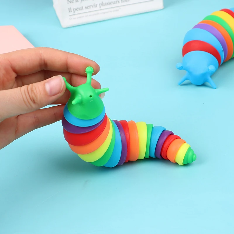 2022 New Rainbow Snail Slug Caterpillar Toy Which Can Release Mental Pressure 15cm/19cm For Kid  Gift New mesh stress ball