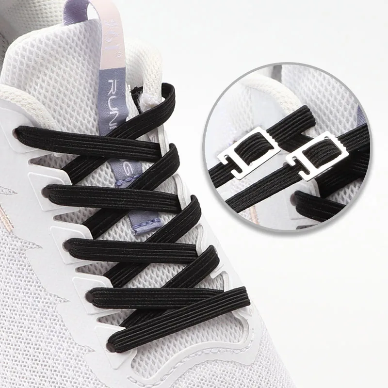 

1 Pair Elastic No Tie Shoe Laces Anchors Flat Shoelace Lock Clip for Adults and Kids Tieless Shoelaces for Sneakers