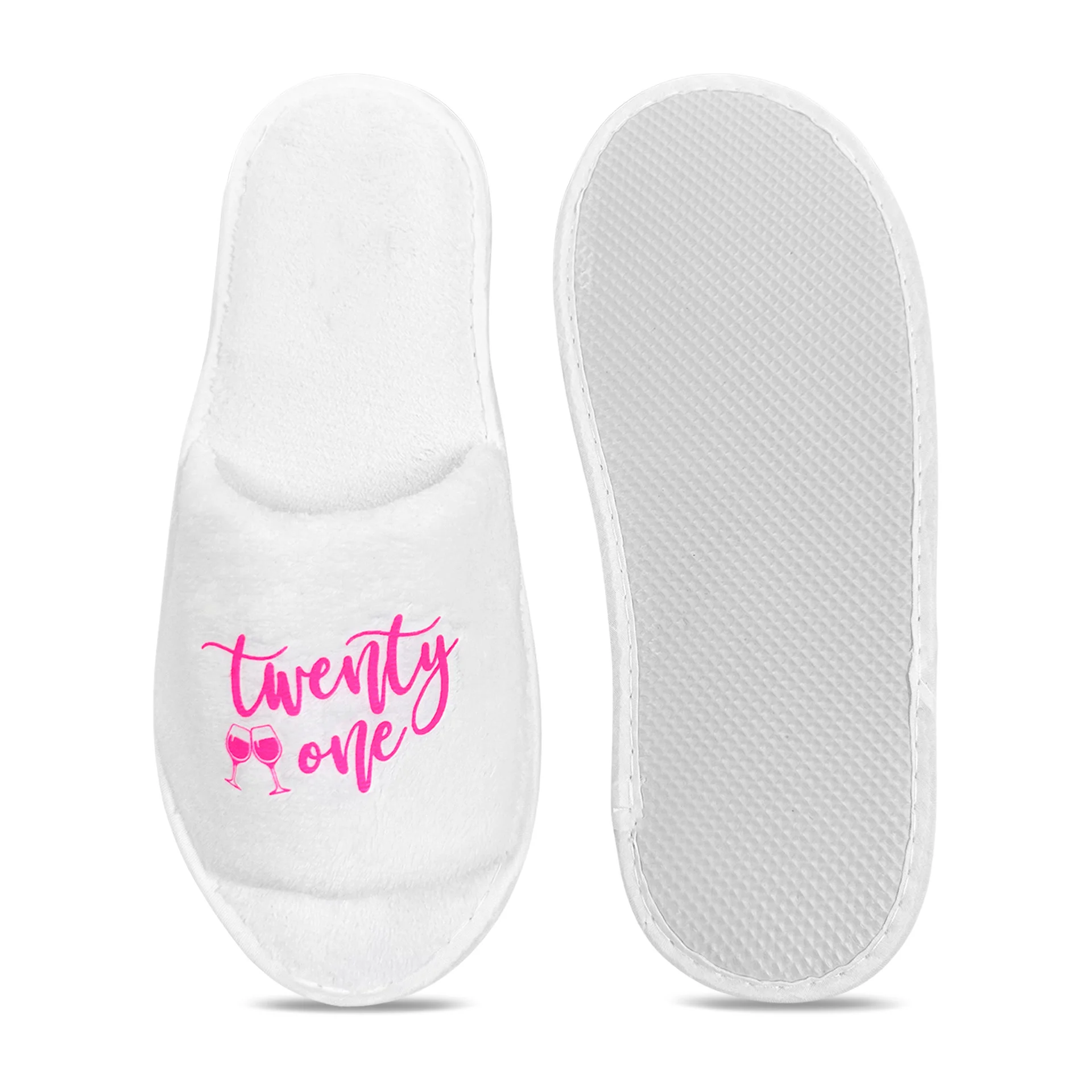 "Twenty One" Printed Cozy Plush Slippers,Perfect For 21st Birthday Party, Girlfriend Birthday Gifts & Gifts for Daughters 5