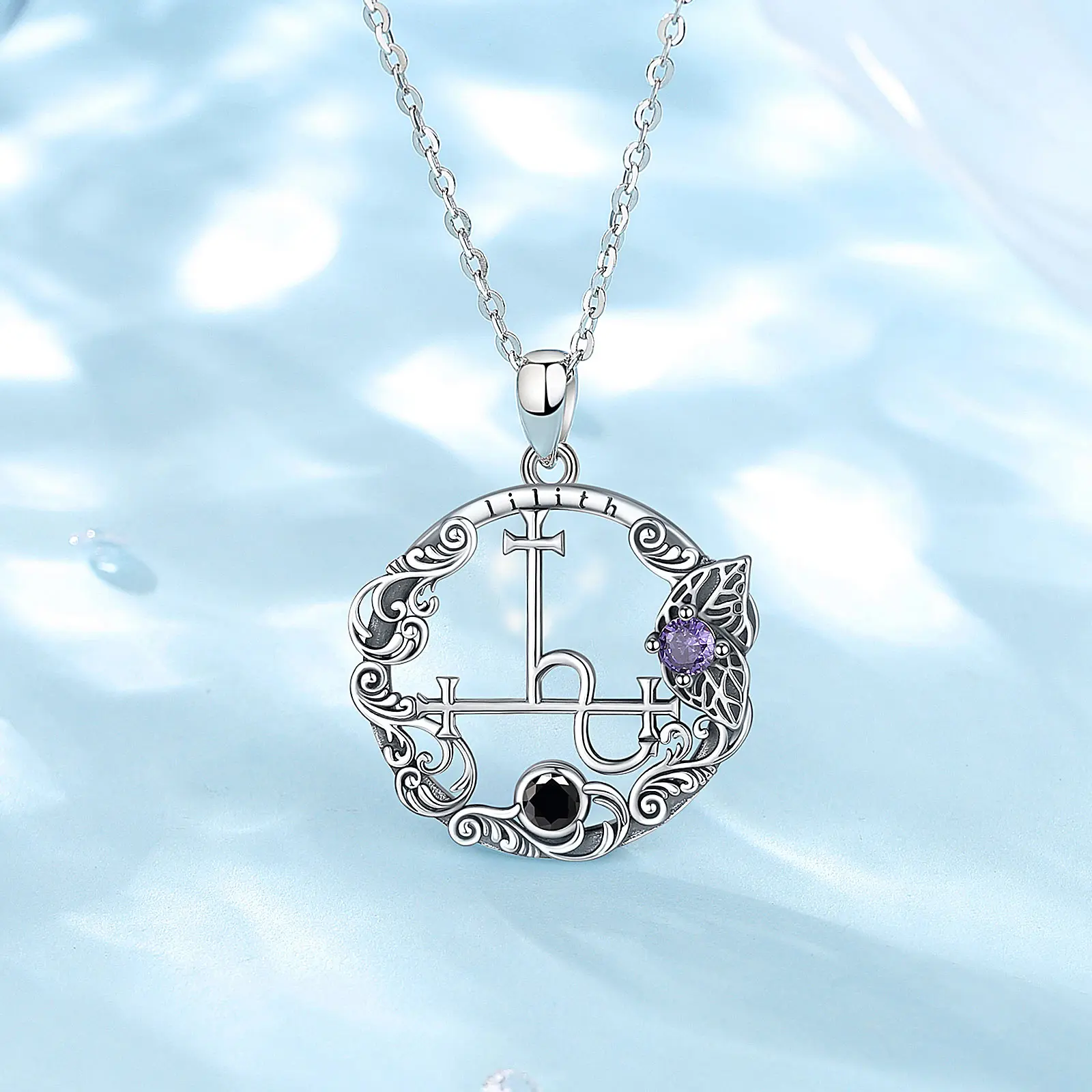 Eudora 925 Sterling Silver Lilith Sigil Necklace for Women Man Vintage Demon Lilith Moon Seal Butterfly Pendant Personality Gift pendant necklace silver necklace silver pendant silver necklace charms