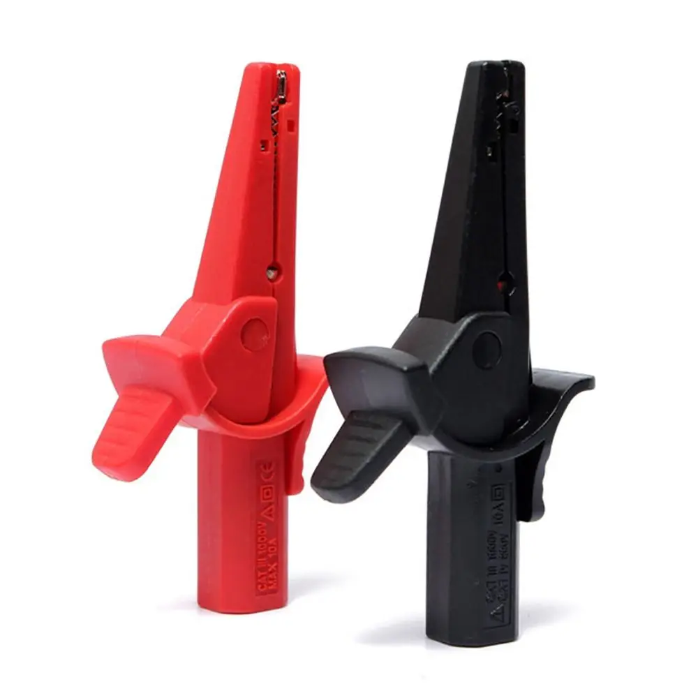 Alligator Clips Electric Test Clamp Test Probes Test Clip Multimeter Crocodile Clamp High Current Insulation Probe Test Clip 4mm Banana Socket Red Black Large Size Connectors Terminals