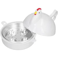 Cuiseur à œufs micro-ondes en forme de poulet, peut cuire 4 œufs, coque en plastique dur, matériau en alliage d'aluminium, peut cuire des œufs doux ou ferme. 5