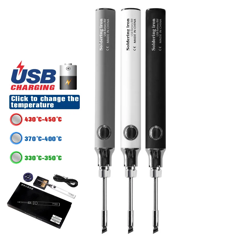 5V 8W electric soldering iron USB Rechargeable portable Adjustable Temperature Ceramic Core Heating Welding Repair Tools