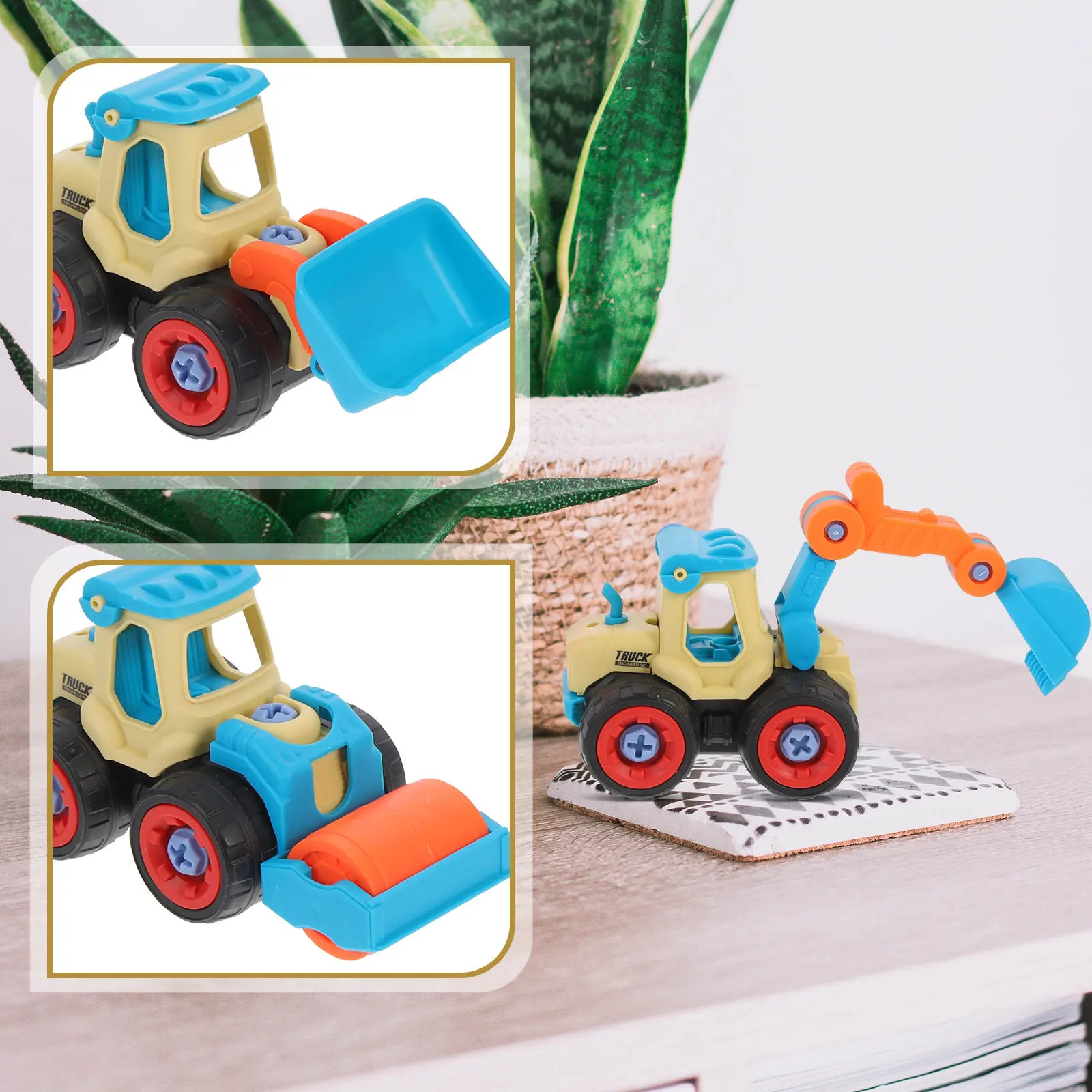 1세트 엔지니어링 자동차 DIY 너트 조립 플라스틱 조립식 실습 교육용 어린이 자동차 교육용 장난감 조립