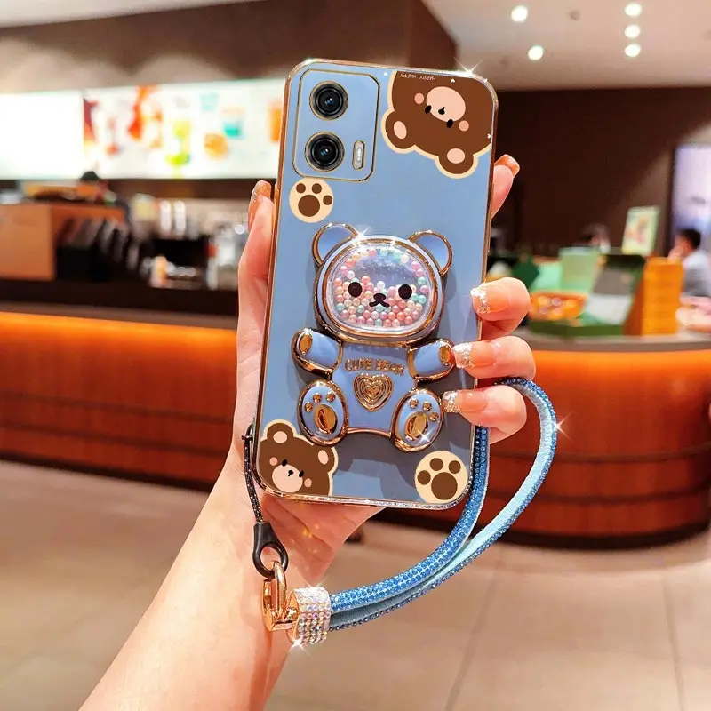 Diamond Strap Bear Phone Holder Case with Stand Cover