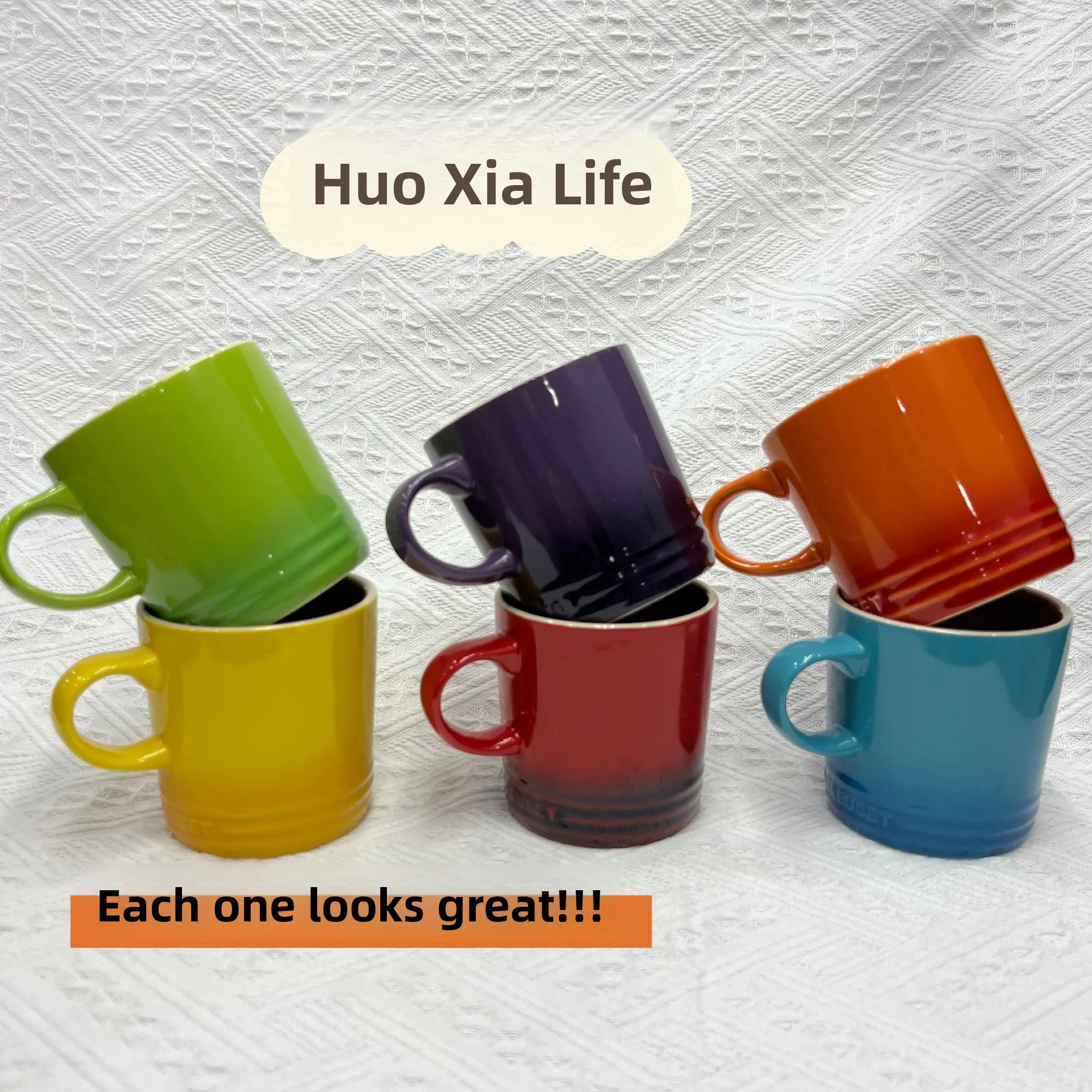 Cool Color LE CREUSET Cabinet Sle Straight Cup 350ml Home Use Mug Water Cup High Temperature Glaze under Color Microwave Se