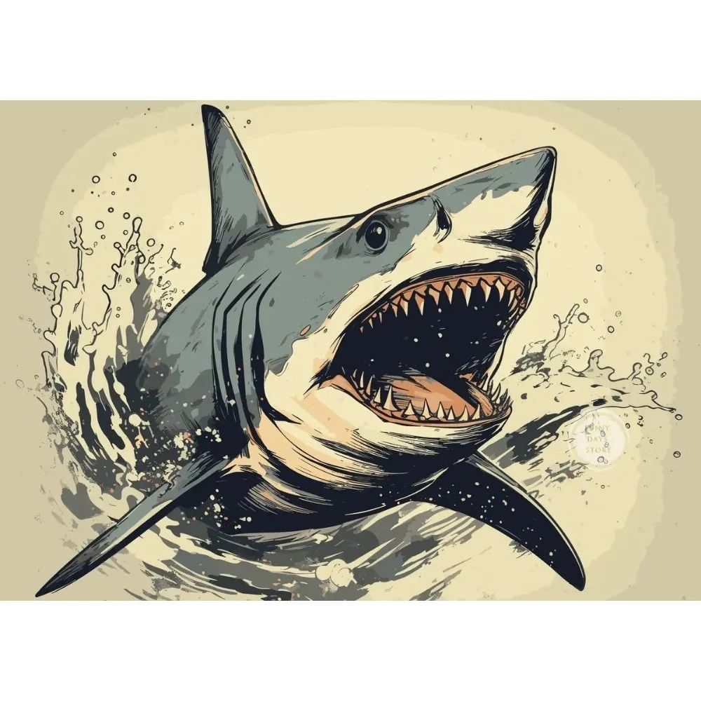 Great White Shark Ocean Giants Canvas Art - Nature Wall Decor Poster