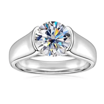 GRA Certified 2CT Round Moissanite Ring for Women Men 925 Sterling Silver Rings Wedding Band Fine Jewelry Gifts Anillos 3