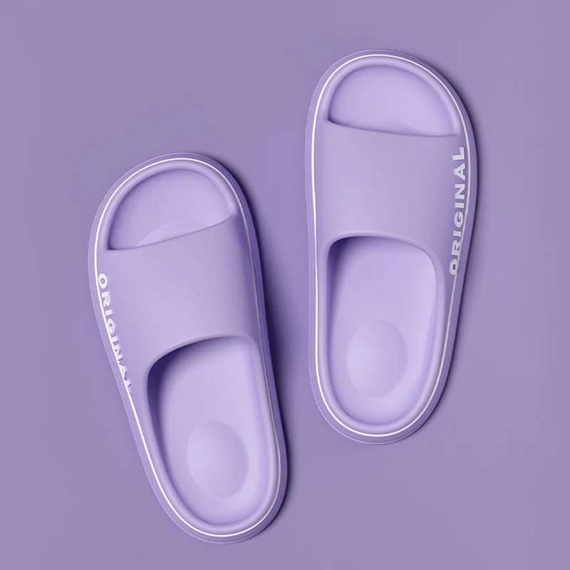 Feslishoet Women Letter Slippers Beach Slides Solid Color Mens Thick Sole Indoor Bathroom Anti Slip Shoes Summer Couple Sandals 6