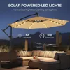 10ft Solar Lights Offset Cantilever Patio Umbrella - with Light and Base, LED Lighted Offset Hanging Patio Outdoor Market 5