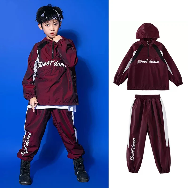 

Boys Hip Hop Dance Clothes Streetwear Jazz Performance Dancewear Kpop Outfit Children Loose Street Dance Practice Wear YS1241