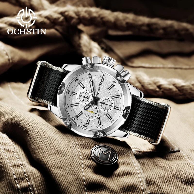 Hot OCHSTIN 2024 Creative Nylon Collection Sports Street Men's Watches Multifunction Quartz Movement Men's Quartz Watches