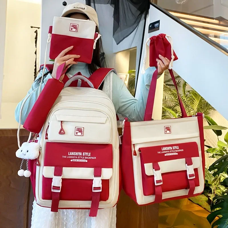 مجموعة مكونة من خمس قطع حقيبة ظهر الطالب ركاب حقيب...