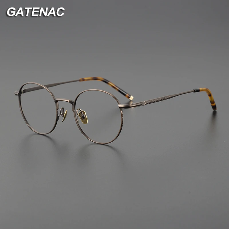 Vintage Pure Titanium Round Eyeglasses Frame Men Optical Myopia Prescription Glasses Frame Women Retro Luxury Brand Eyewear