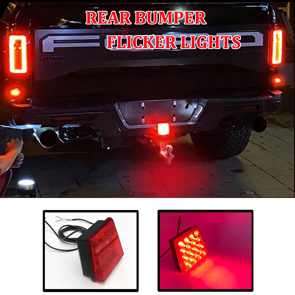 16 LED Strobe Red Lens Brake Light Super Bright Smoked Lens Square Tail ...