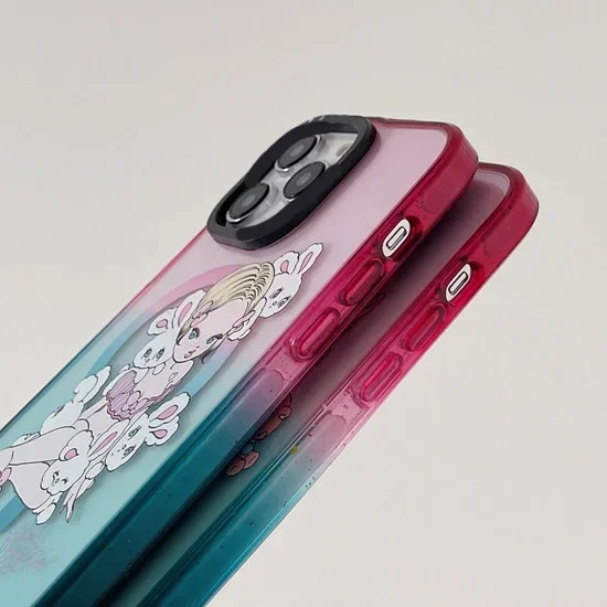 MagSafe Acrylic Rabbit Colorful Phone Case Cover for IPhone 11 12 13 14 15 Pro Max Case for IPhone 15 Pro Max