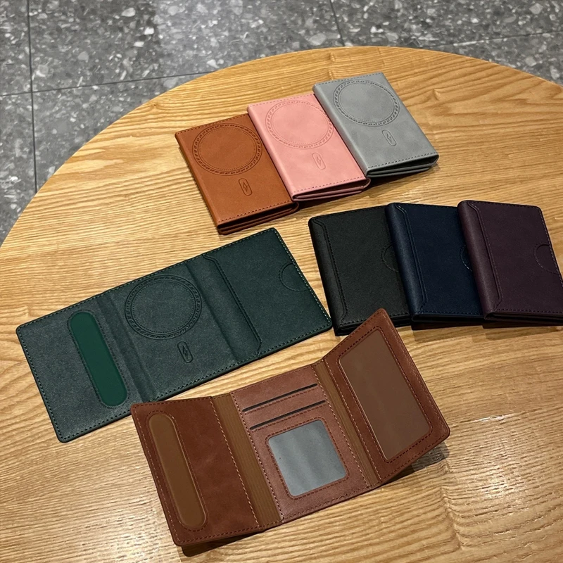 Magnetic Tri-Fold Cardholder with Strong Magnet Clip – Stand and Magnetic Wallet