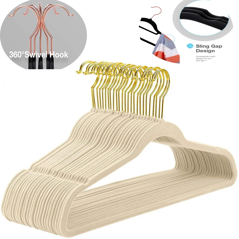 

10/20PCS Flocking Hanger for Clothes Coat Pants Popular Space Saving Velvet Hanger Good Helper for Wardrobe Storage Organizer