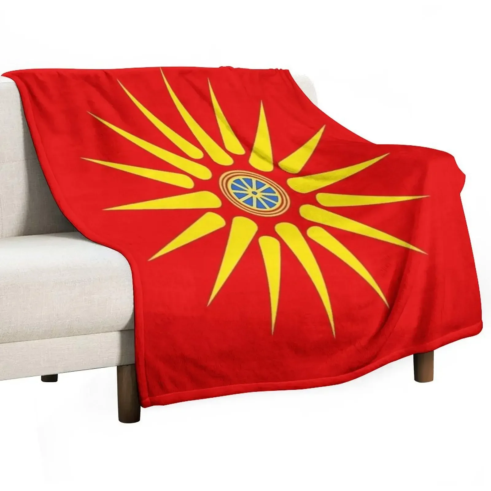 

North Macedonian Flag Throw Blanket Luxury Brand Quilt Fluffys Large Blankets