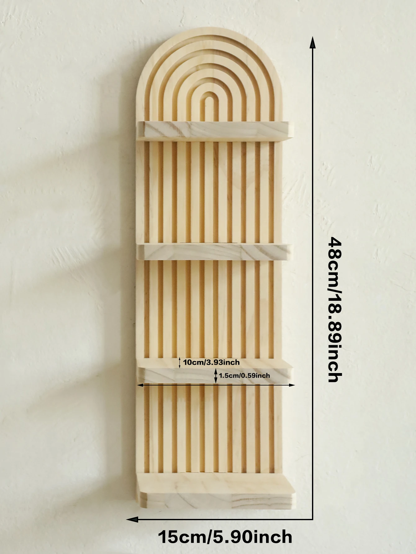 Boho Chic Geometric Wall Shelf - Natural Wood Finish, Modern Home Decor Accent