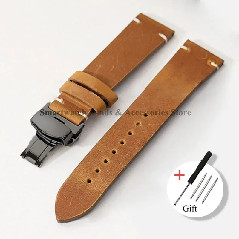Vintage Brown Calfskin Leather Quick Release Watch Strap Bracelet