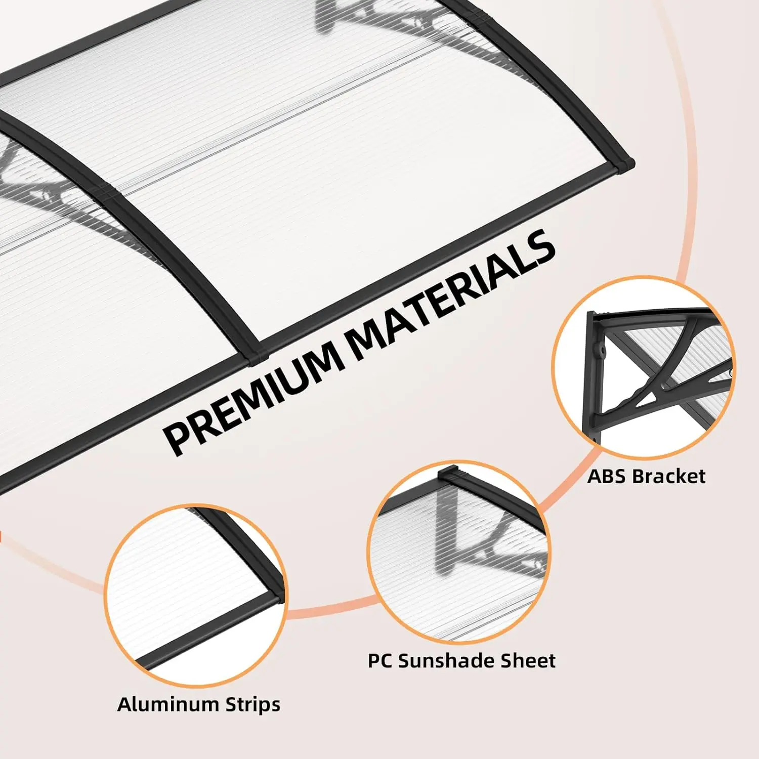 DIY Canopy Awning Polycarbonate Outdoor Waterproof Roof Cover For Door Entrance Patio Window Awnings Strong Load-bearing Canopy outdoor awnings