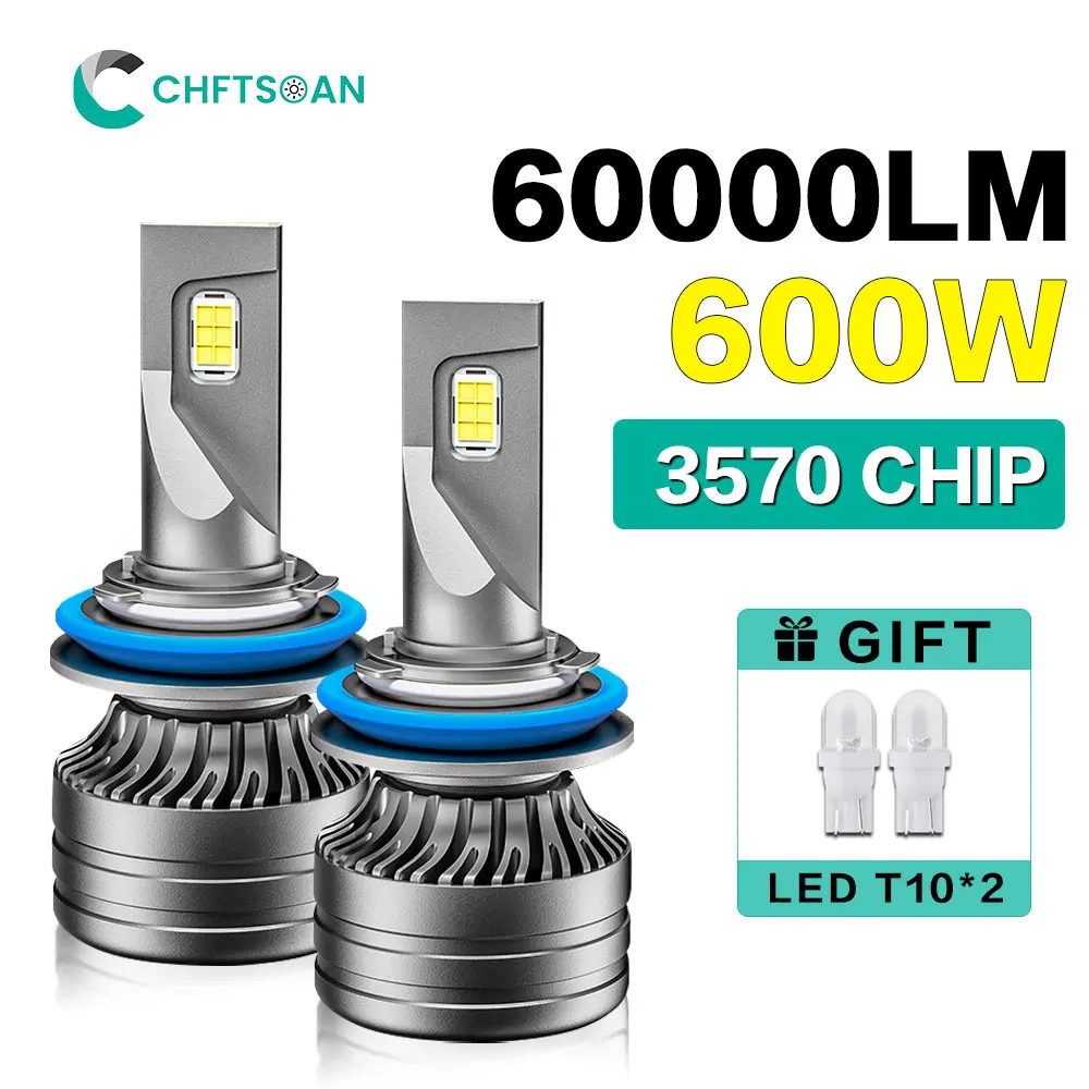 

Chftsoan 600W 60000LM Car Headlight 3570 Chip H1 H4 H7 H11 9005 9006 Led Headlight Bulb Hi/Lo Beam 6000K Auto Fog Headlamp 32V