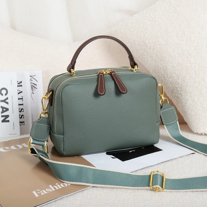 

100% Real Leather Tote Shoulder Crossbody Bag Ladies Genuine Cowhide Boston Handbags Designer Luxury Purses Women Messenger Bag