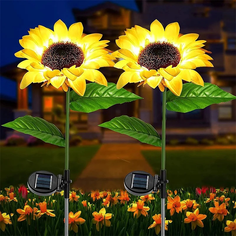 

Outdoor Garden Sunflowers Solar Lights LED Lighting Waterproof Flowers Decorative Stake Light for Walkway Pathway Backyard