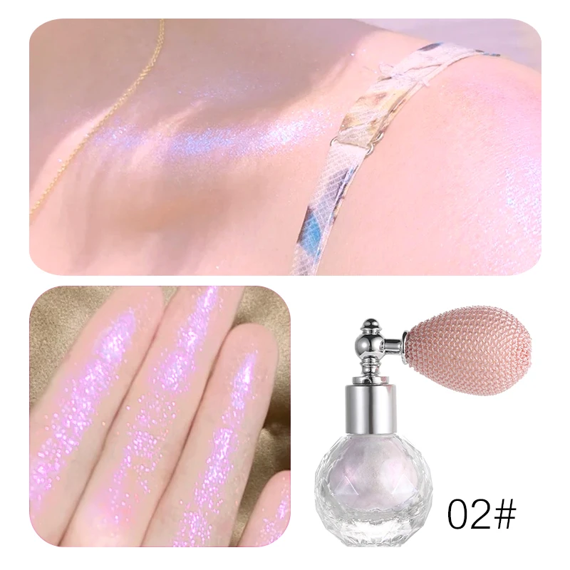 Shiny Glitter Body Powder Highlighter Spray with High Gloss Shines and Sparkling, Suitable for Face and Body Makeup Highlighter 2