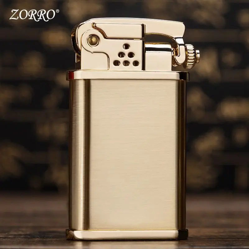 

ZORRO Brass Kerosene Windproof Lighter Personality Catapult Ignition Retro Lighter Smoking Accessories Cool Gadgets for Men Gift