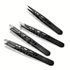 4-piece, professional premium stainless steel tweezers set precision eyebrow shaping removal tools 1