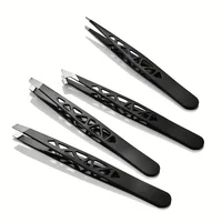 4-piece, professional premium stainless steel tweezers set precision eyebrow shaping removal tools 1