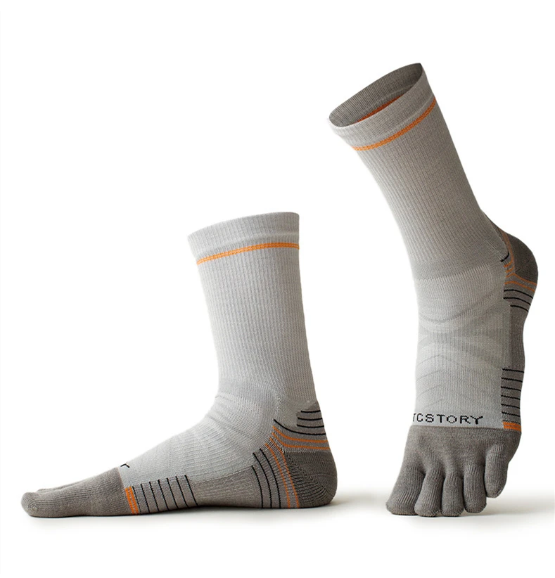 1 Paar lange Sportsocken aus Wolle für Herren, schnell trocknender Stoff, schweißabsorbierend, geruchsabweisend, zum Laufen, lange Sportsocken mit geteilter Zehenpartie – Detail 1