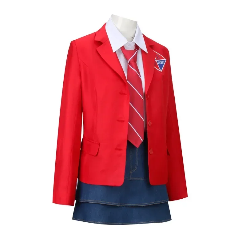 

EWS Rebelde School Uniform Cosplay Costumes Red Color Jacket Shirt Skirt Halloween Carnival Party for Girls High School Students